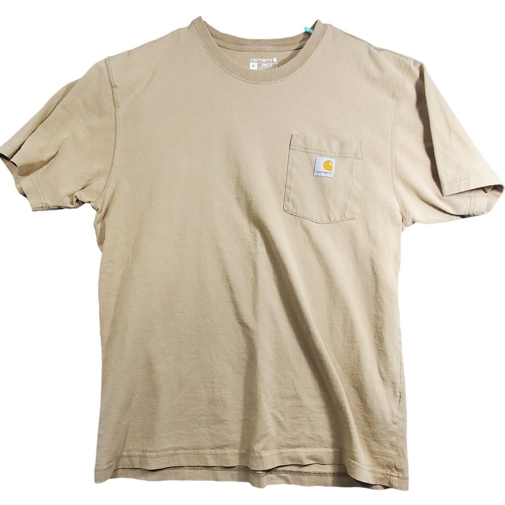 Set of 2 Carhartt Mens Loose Fit T-Shirt Tan And Gray Cotton Short Sleeve M